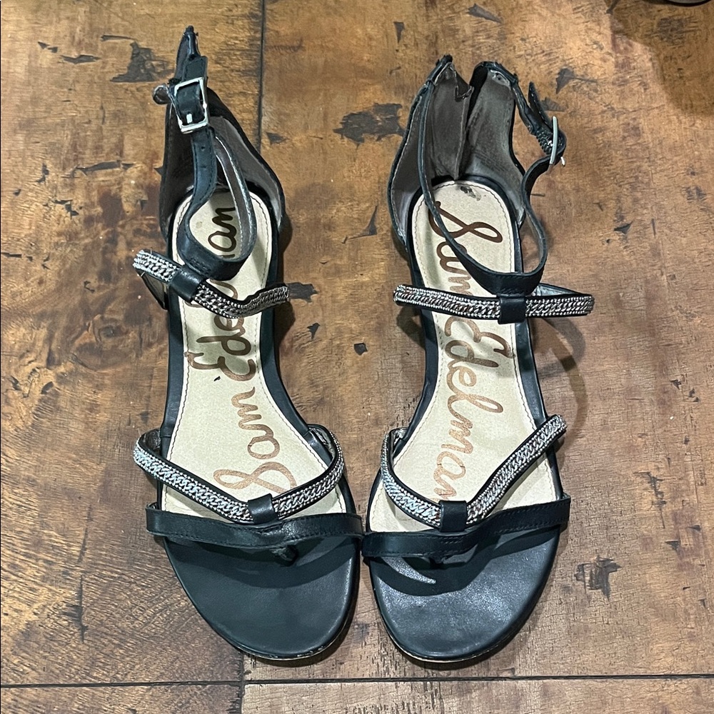 Sam Edelman Black and Silver Strappy Sandals